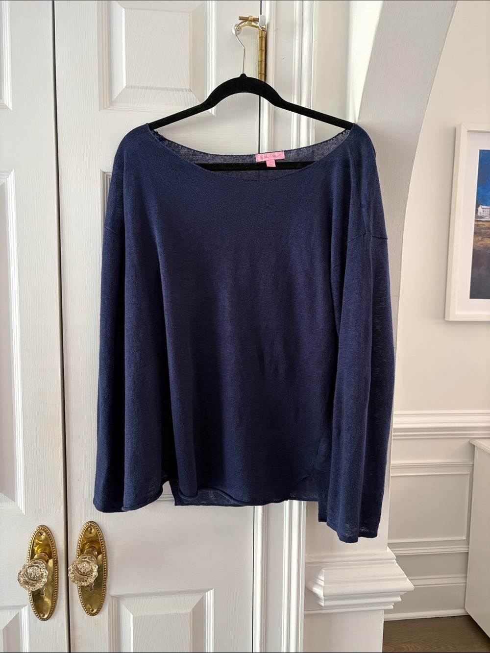 Lilly Pulitzer 💯 Linen Sweater Lightweight Blue Large